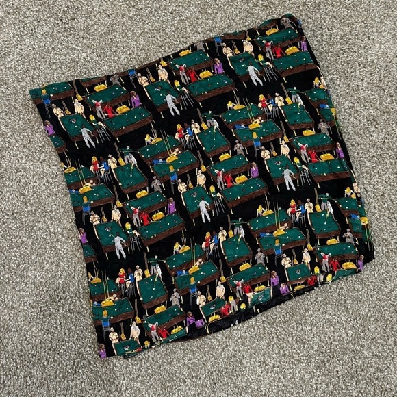 VTG 90's Playing Pool Graphic Scarf 100% Silk Hand Sewn Colorful Retro Party - Picture 1 of 8